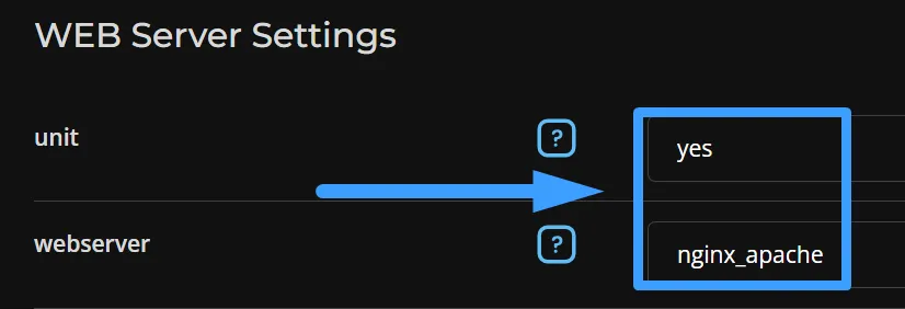 Đổi giá trị của dòng webserver thành nginx_apache