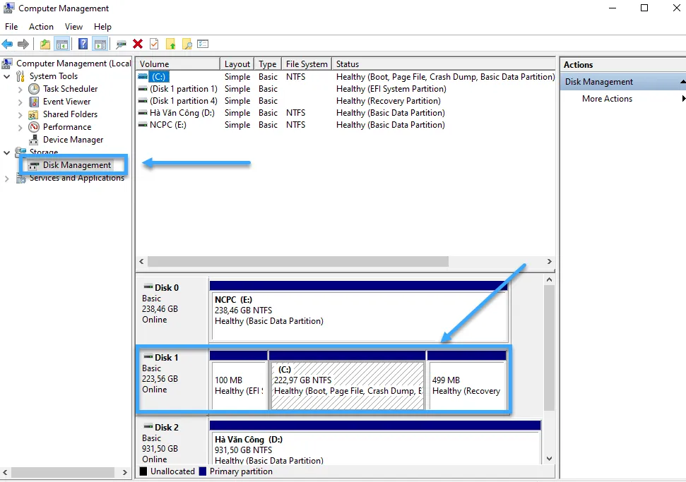 Truy cập vào Disk Management