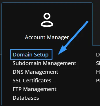 Truy cập Domain Setup