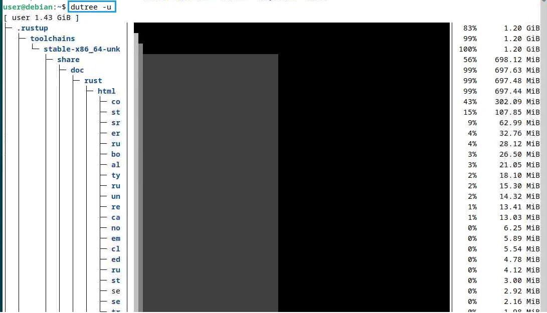 Kiểm tra hệ thống file Linux hiệu quả bằng công cụ Dutree 33 Xem dung lượng đĩa thực tế đang được sử dụng