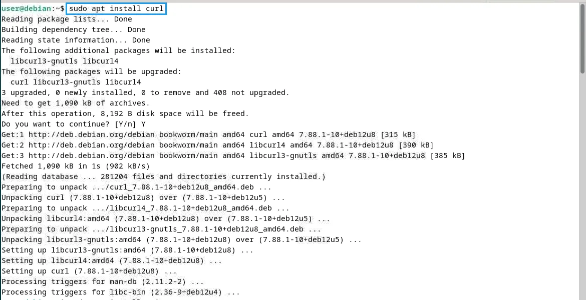 Kiểm tra hệ thống file Linux hiệu quả bằng công cụ Dutree 26 Cài đặt curl trên Debian