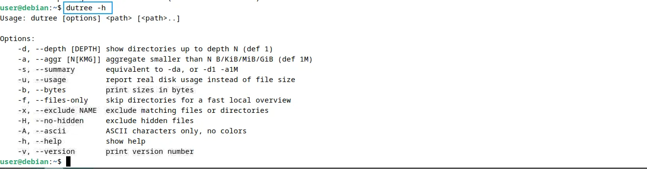 Kiểm tra hệ thống file Linux hiệu quả bằng công cụ Dutree 31 Xem trang trợ giúp của Dutree