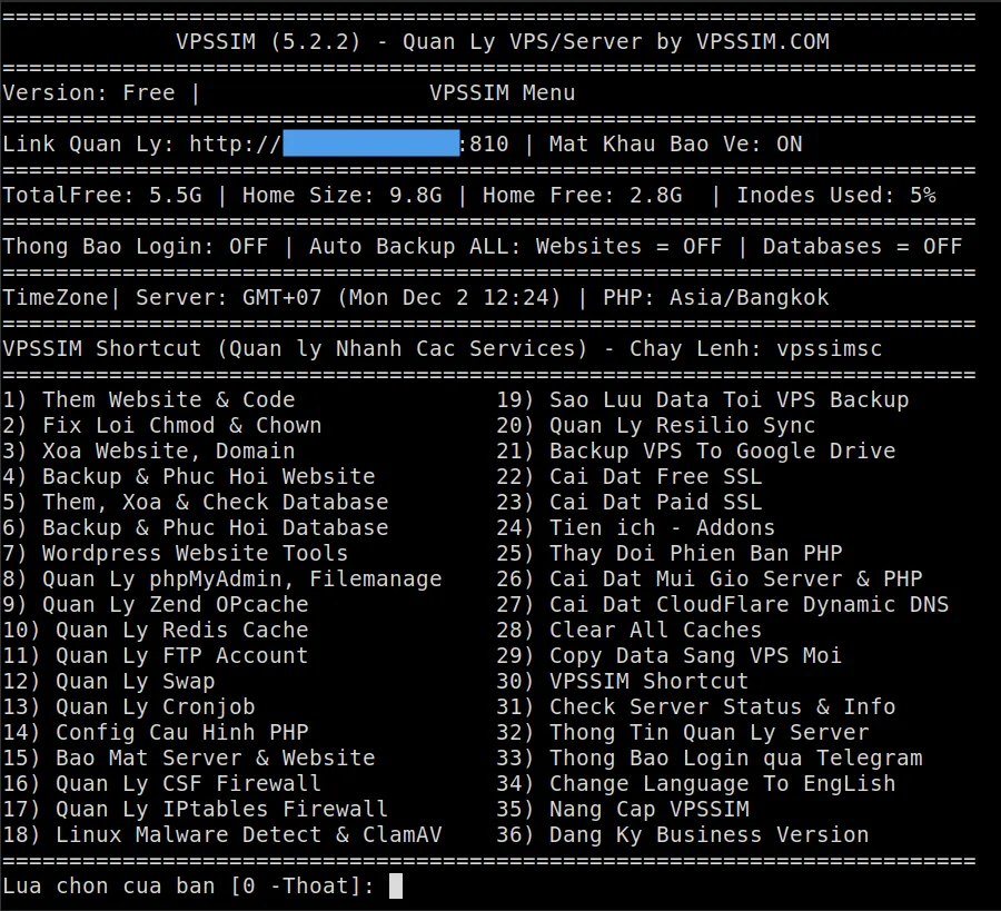 Cách cài đặt VPSSIM chi tiết - tối ưu công cụ quản lý VPS hiệu quả 13 Giao diện và các tính năng trong VPSSIM