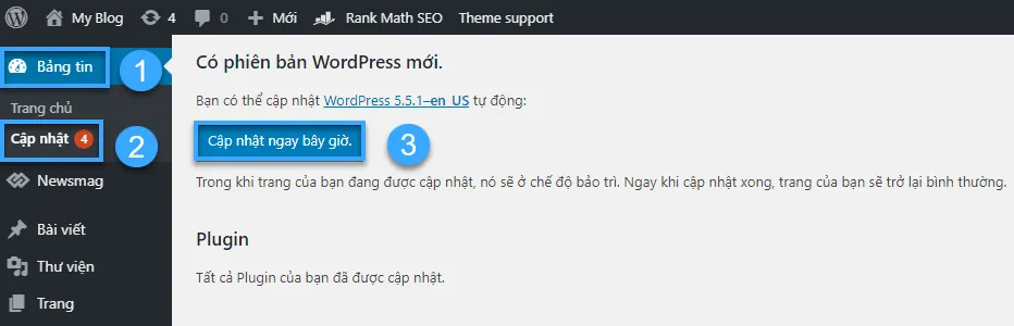 Cập nhật wordpress thường xuyên