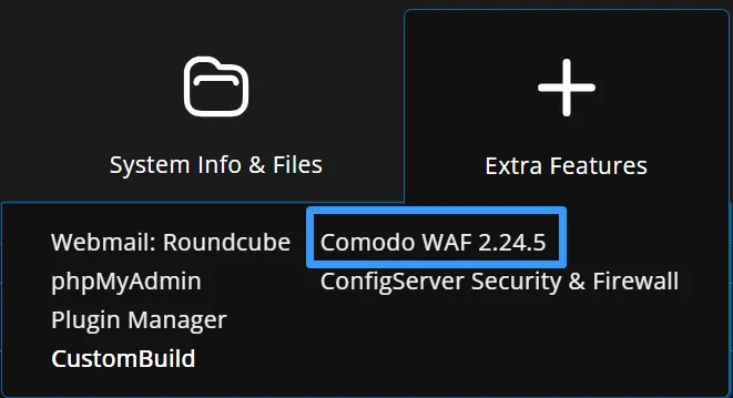 Truy cập Comodo WAF 2.24.5