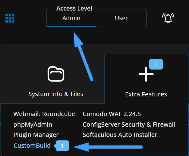 Hướng dẫn 2 cách nâng MySQL trên DirectAdmin 23 Truy cập CustomBuild