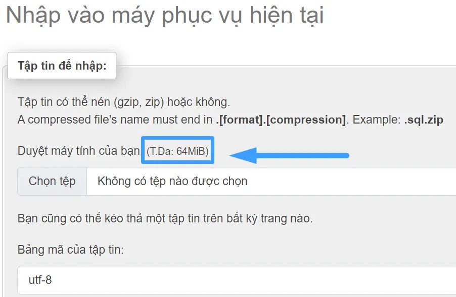 Giá trị tối đa để nhập data vào phpMyAdmin