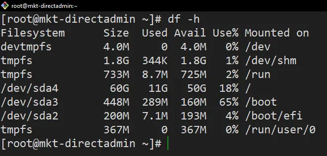 Hướng dẫn sửa lỗi xfs_quota: cannot set limits: Function not implemented trên Directadmin