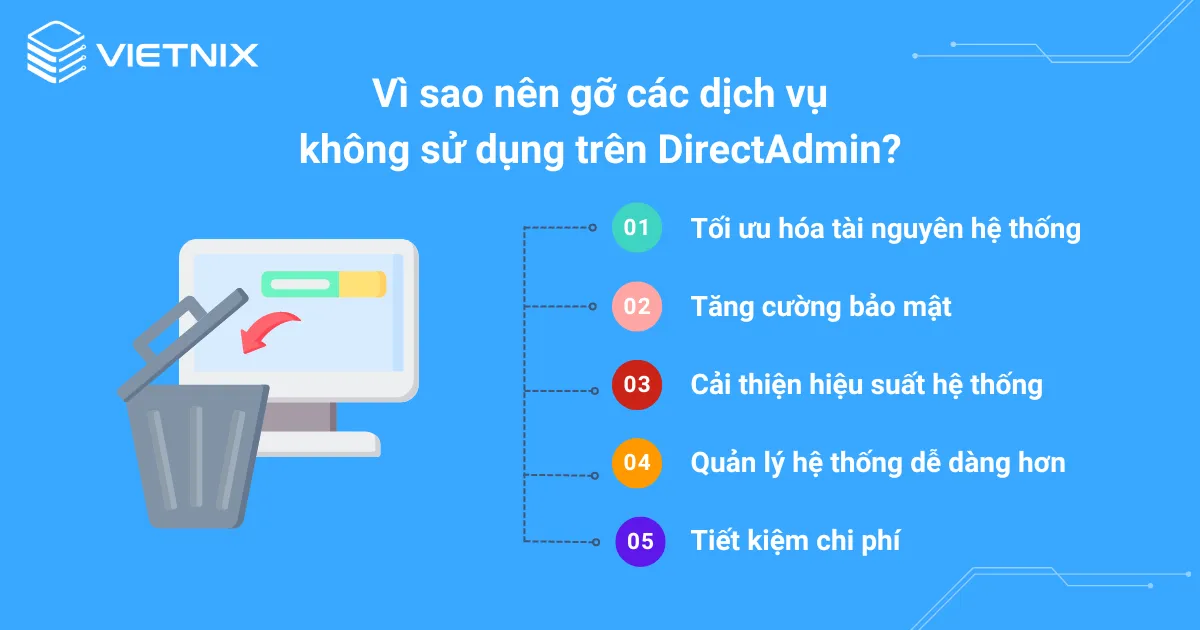 Vì sao nên gỡ các dịch vụ không sử dụng trên DirectAdmin