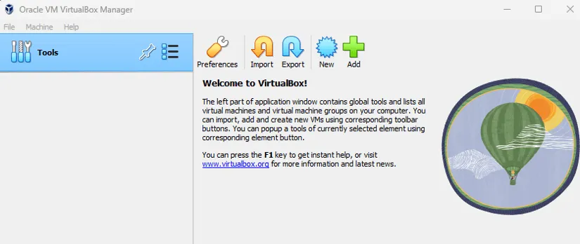 Giao diện VirtualBox