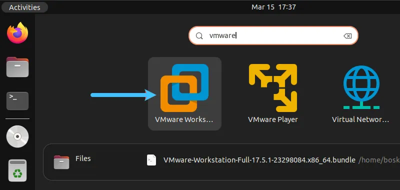 biểu tượng VMware Workstation trên màn hình hiển thị 