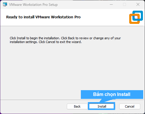 Chọn Install để cài đặt máy ảo