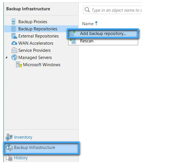 Chọn Add Backup Repository