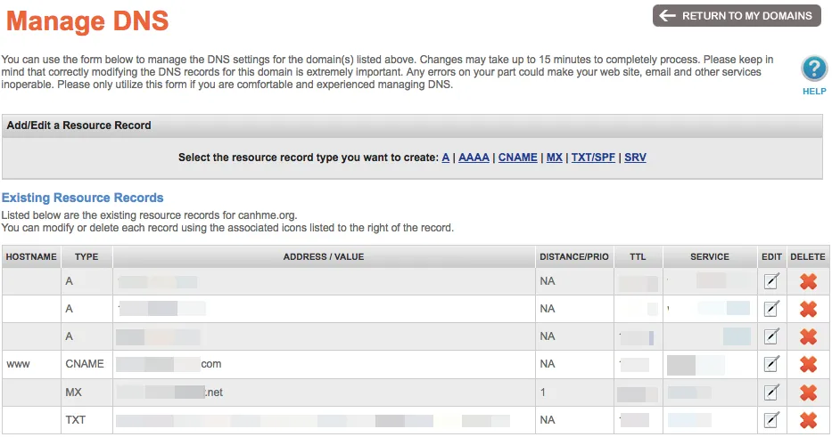 Vào Manage DNS