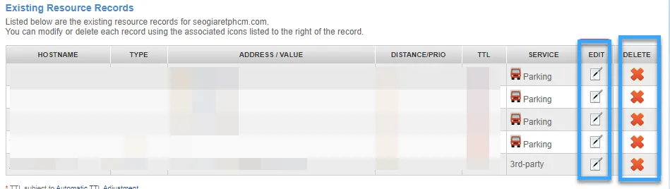 Tùy chỉnh DNS Record