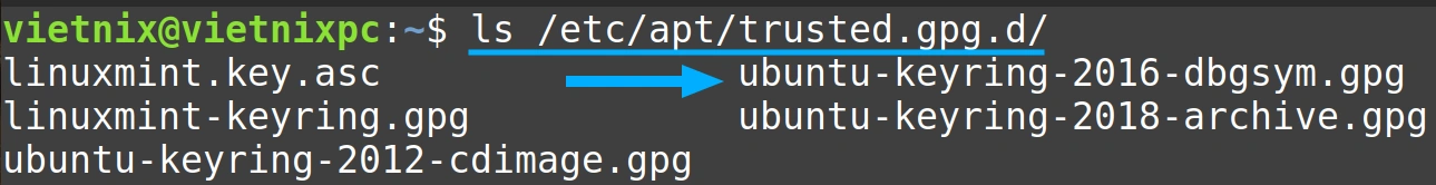 3 ví dụ về cách gỡ apt key trong hệ điều hành Linux nhanh chóng, hữu ích 23 Danh sách các file khóa
