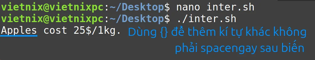 String interpolation trong Bash