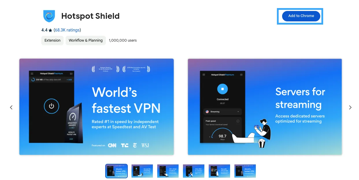 Thêm Extension Hotspot Shield