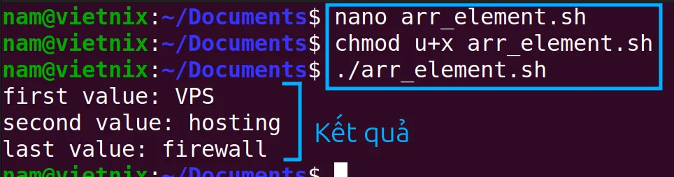 Lấy giá trị của phần tử thứ hai trong mảng,