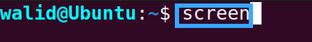 Gõ lệnh screen và nhấn Enter