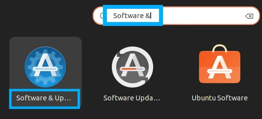 3 ví dụ về cách gỡ apt key trong hệ điều hành Linux nhanh chóng, hữu ích 27 Nhấp vào biểu tượng Show Applications trên thanh công cụ và mở ứng dụng Software & Updates