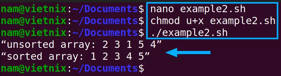 Sắp xếp mảng trong Bash với thuật toán Bubble Sort