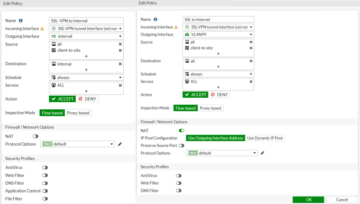 Tạo Policy cho Client SSL VPN