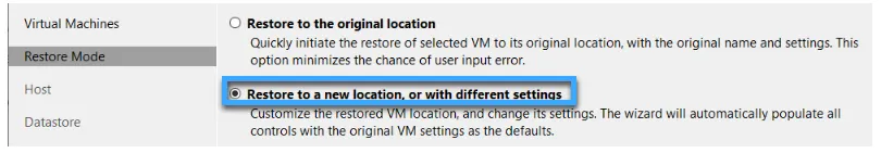 Click chọn Restore to a new location or with different settings