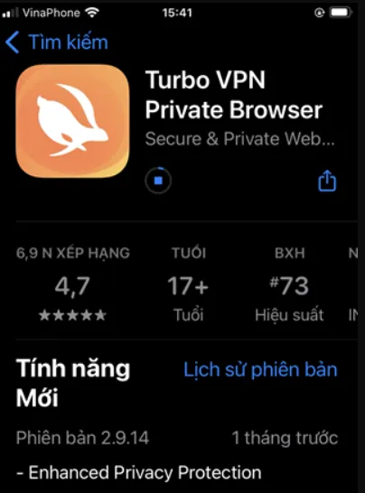 Tải ứng dụng Turbo VPN trên điện thoại iOS