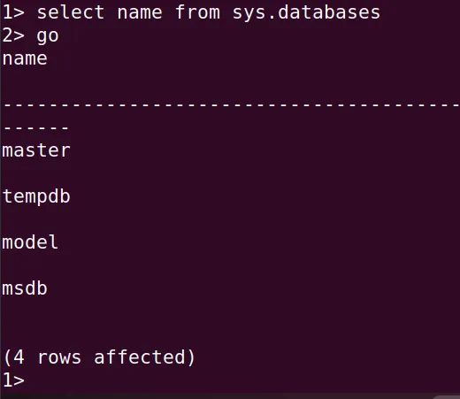 Chạy lệnh T-SQL để xem danh sách database