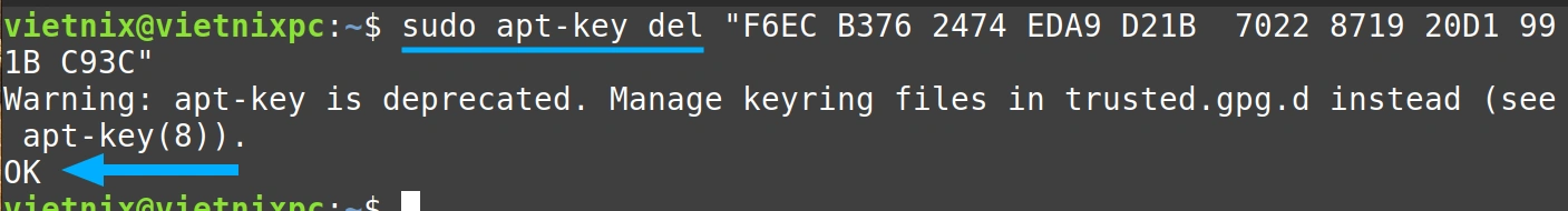 3 ví dụ về cách gỡ apt key trong hệ điều hành Linux nhanh chóng, hữu ích 18 Xóa khóa đã chọn