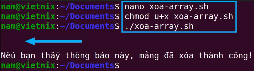 Xóa toàn bộ một mảng sau khi hoàn thành các tác vụ cần thiết