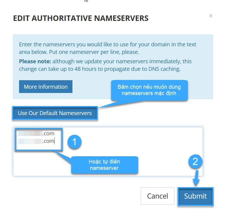 Thay đổi Nameserver tên miền