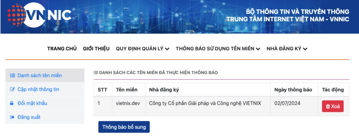 Hướng dẫn 4 bước khai báo tên miền quốc tế sau khi đăng ký 27 Danh sách tên miền đã khai báo