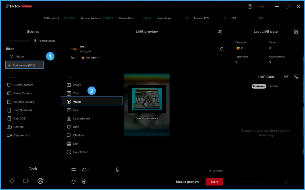 Khắc phục lỗi mất tiếng khi Livestream TikTok Studio trên VPS 30 Truy cập TikTok Live Studio