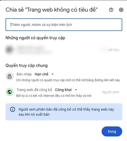 Tìm hiểu mọi điều về Google Sites - Công dụng và ưu nhược điểm 63 Thiết lập quyền truy cập