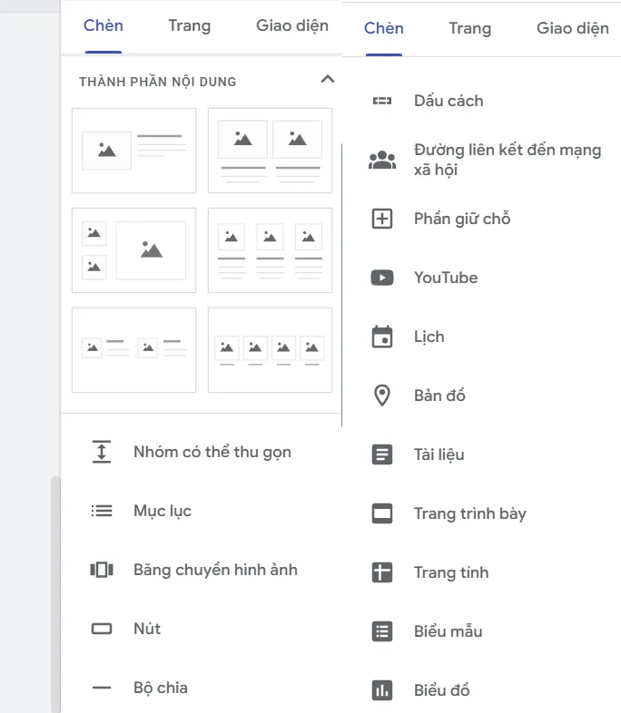 Tìm hiểu mọi điều về Google Sites - Công dụng và ưu nhược điểm 53 Các thành phần