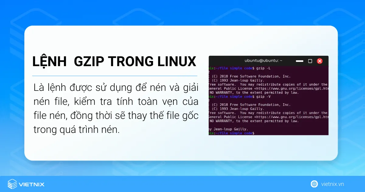 Định nghĩa lệnh gzip trong Linux