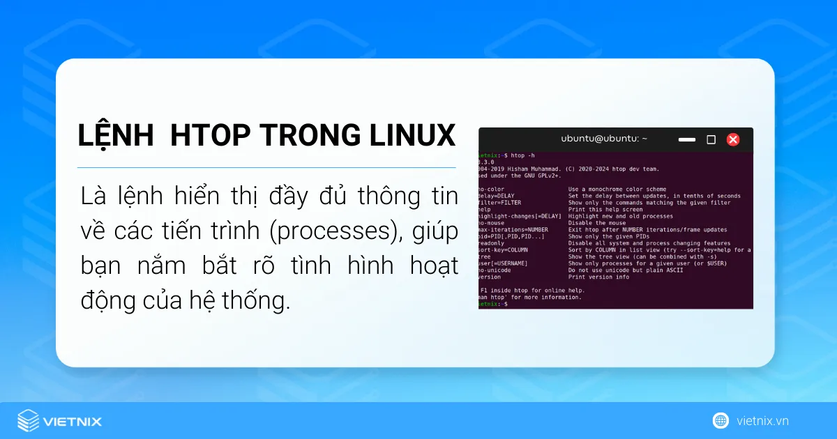 Định nghĩa lệnh htop trong Linux