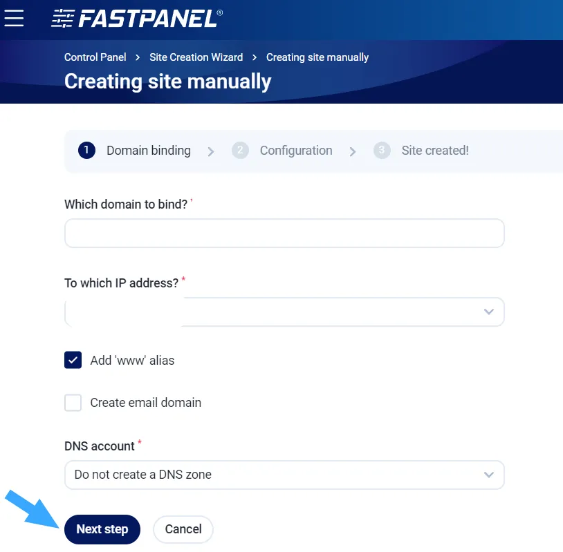 2 bước thiết lập thêm tên miền vào FastPanel hiệu quả nhất 15 Điền các thông tin