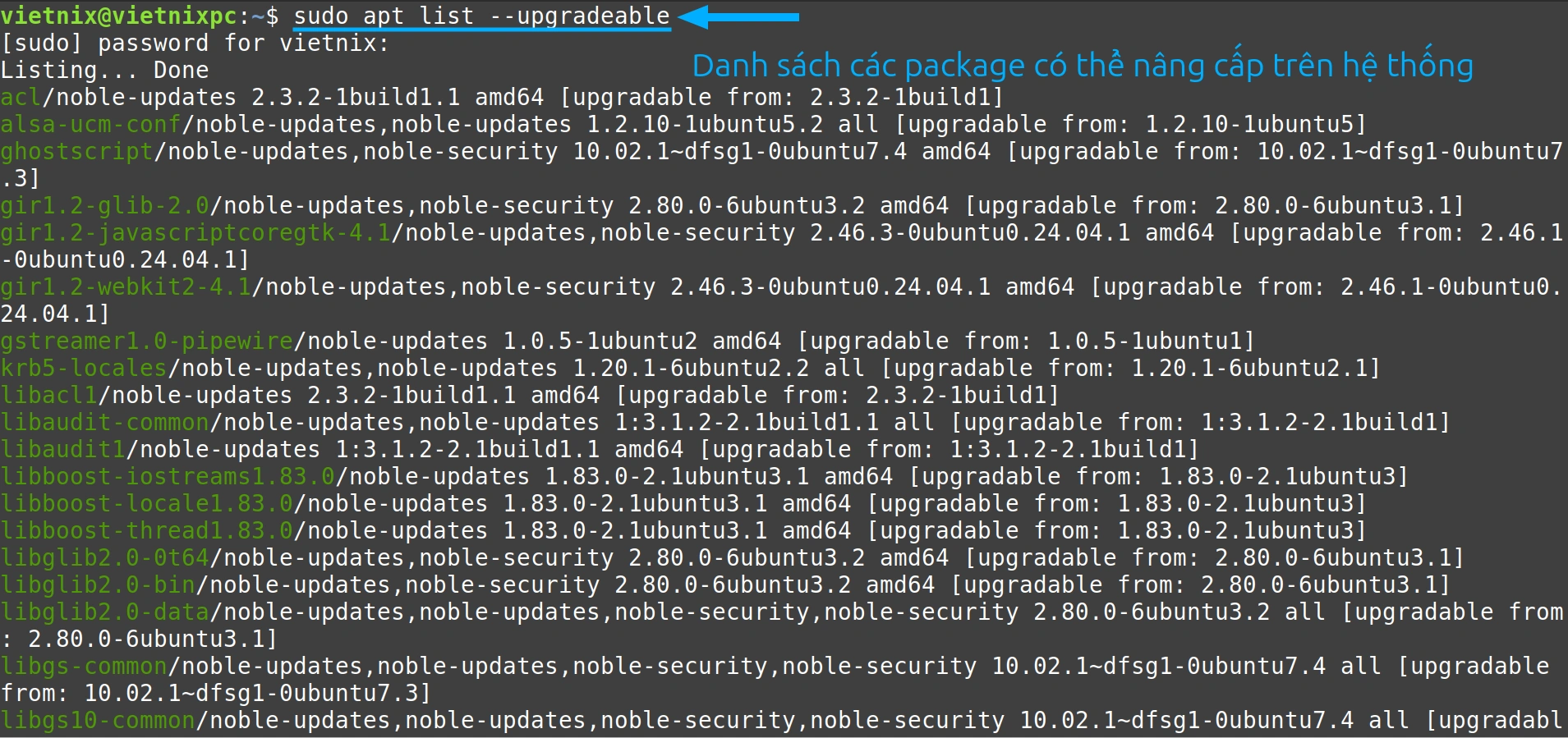 Cách quản lý phần mềm hiệu quả nhất với lệnh apt trong Linux 43 Cách xem danh sách các gói phần mềm có thể cập nhật