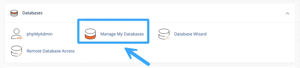 Chọn Manage My Databases