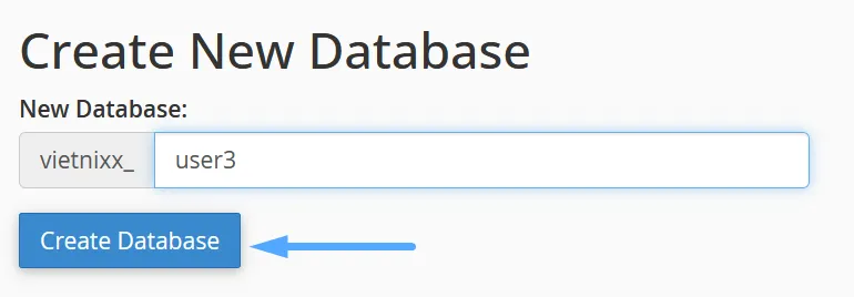 Nhập tên Database