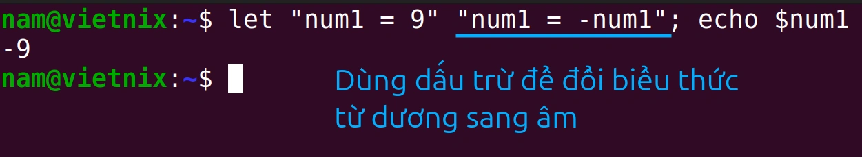 Thực hiện các phép toán đơn vị âm và dương