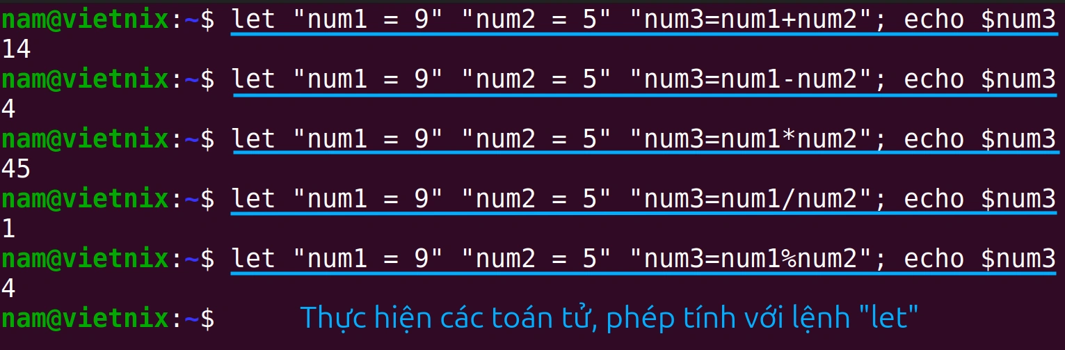 Thực hiện các phép toán số học