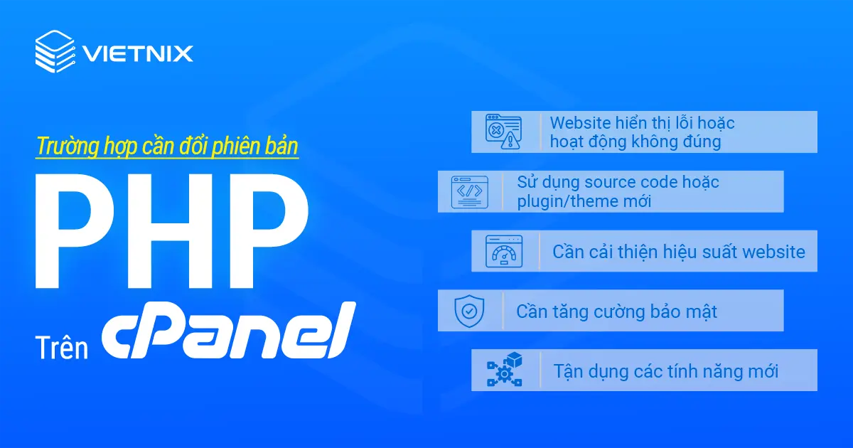 Trường hợp cần đổi phiên bản PHP trên cPanel