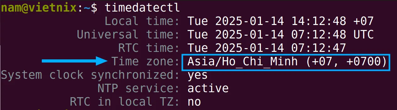 Sử dụng lệnh timedatectl