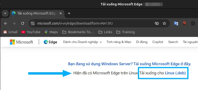 Chọn Download Edge cho Linux
