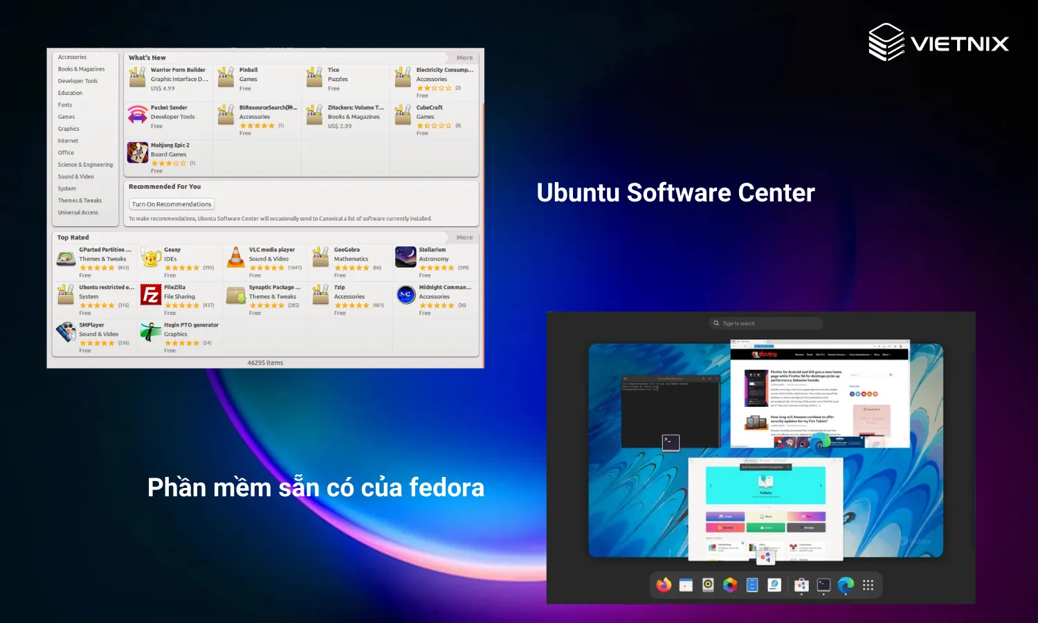 So sánh giữa Fedora và Ubuntu đâu là hệ điều hành nổi bật hơn trong Linux 19 Phần mềm sẵn có giữa Ubuntu và Fedora khác nhau