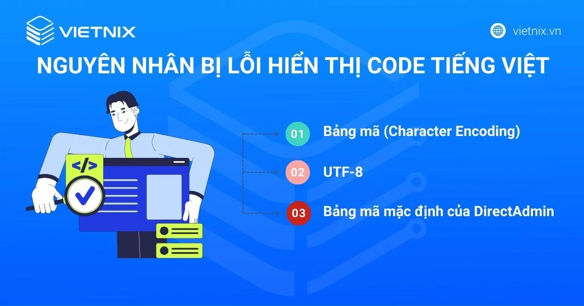 Nguyên nhân xảy ra lỗi hiển thị code tiếng Việt DirectAdmin